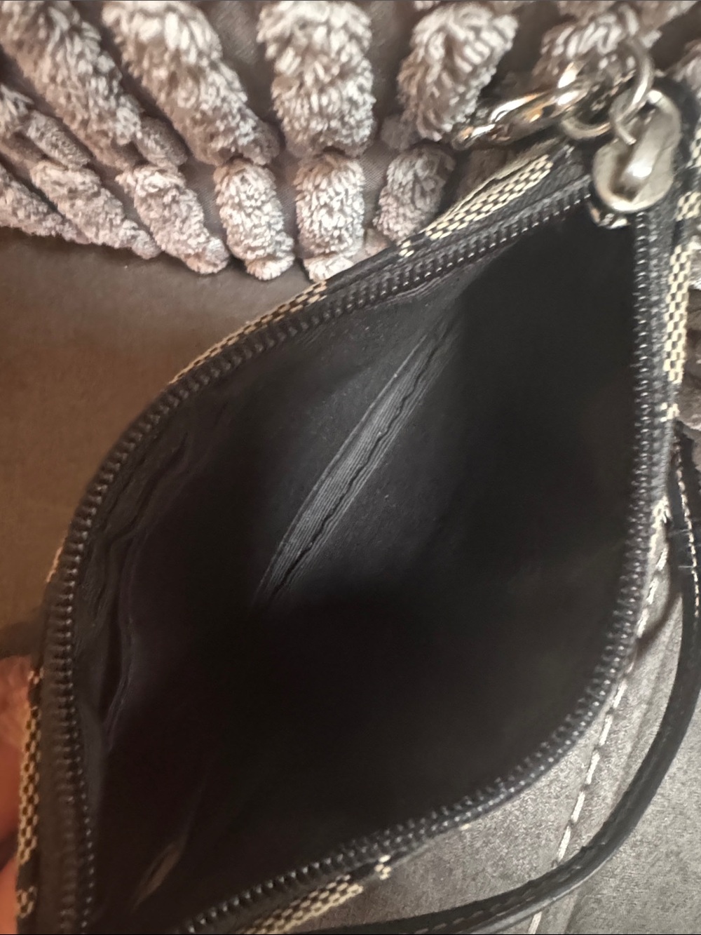 Coach Black and Beige Signature Wristlet Pouch - Picture 2 of 2